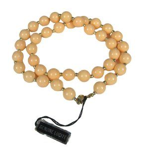 Orange Necklace 19 In Strand Lucite Plastic Beaded 9 mm Goldtone Jewelry String